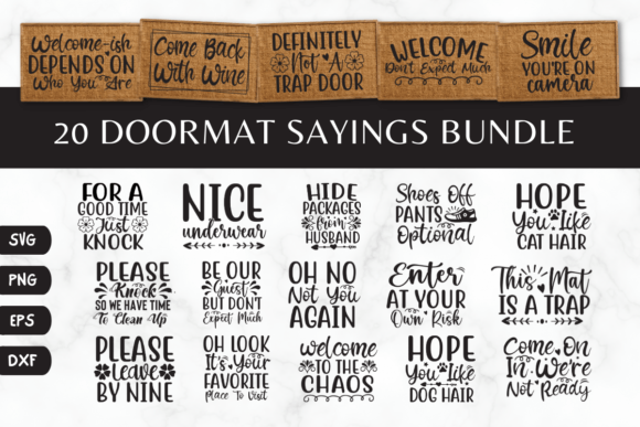20 Funny Doormat Quotes SVG Bundle for Graphics and Crafts