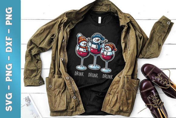 Drink Drank Drunk Funny Snowman Xmas SVG for Crafts and Graphics