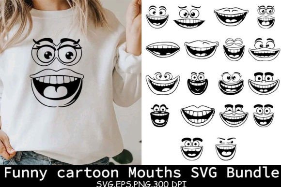 Funny Cartoon Mouths SVG Bundle for Crafts and Graphics