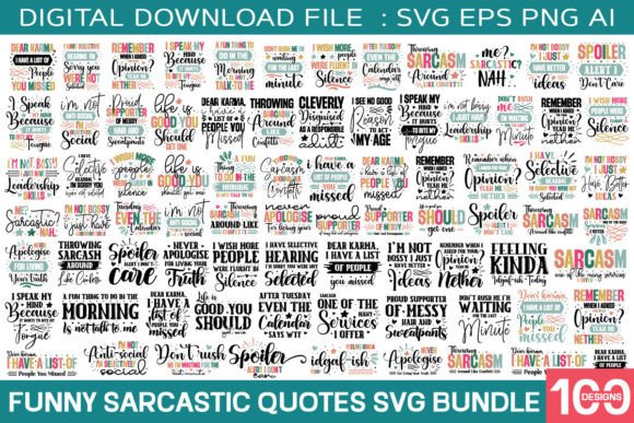 Funny Sarcastic Quotes Svg Bundle 100 for Crafts and Graphics