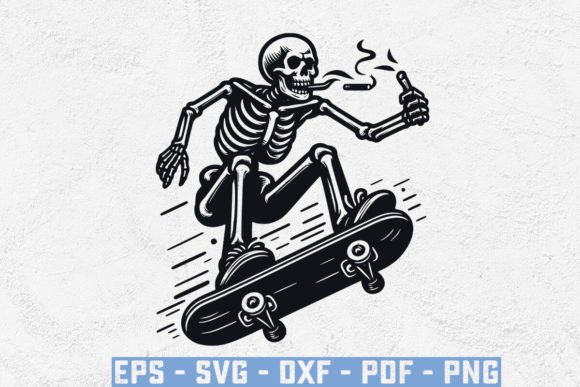 Funny Skeleton Skateboarding Svg for Crafts and Graphics