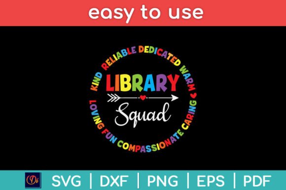 Library Squad Funny School Librarian Svg Graphics for Crafts