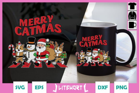 Merry Catmas Funny Cat Christmas SVG for Crafts and Graphics