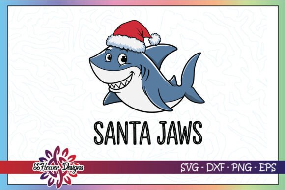 Santa Jaws Funny Shark Christmas SVG for Crafts and Graphics